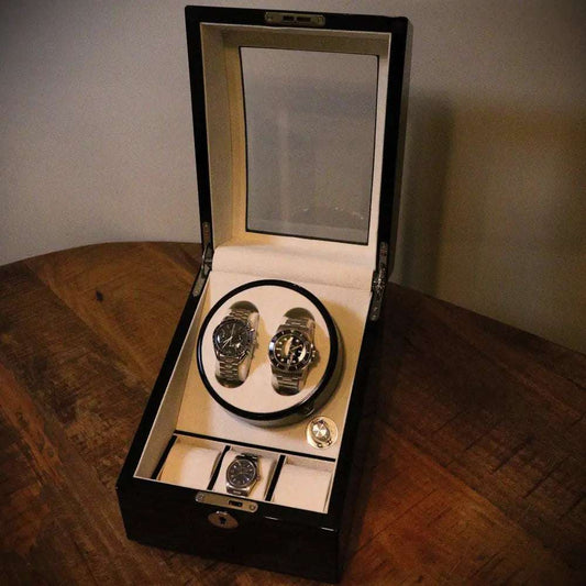 Watch Winder Ebony hout 2+3 Horloges - Watch Winder - Horlogerieshop.nl