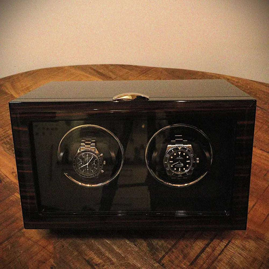 Watch Winder Ebony hout 2 Horloges - Watch Winder - Horlogerieshop.nl